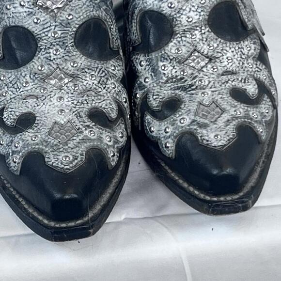 Rockin Country Women’s Leather Studded Cowboy Boots Size 8 Med. Worn Twice! EUC - Picture 4 of 9